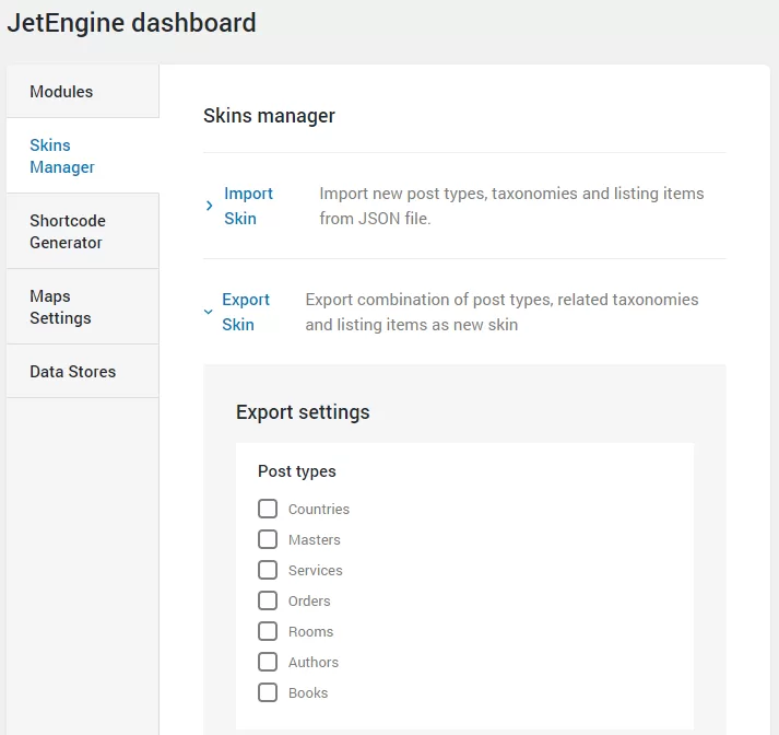 Cómo importar y exportar Custom Post Types en JetEngine